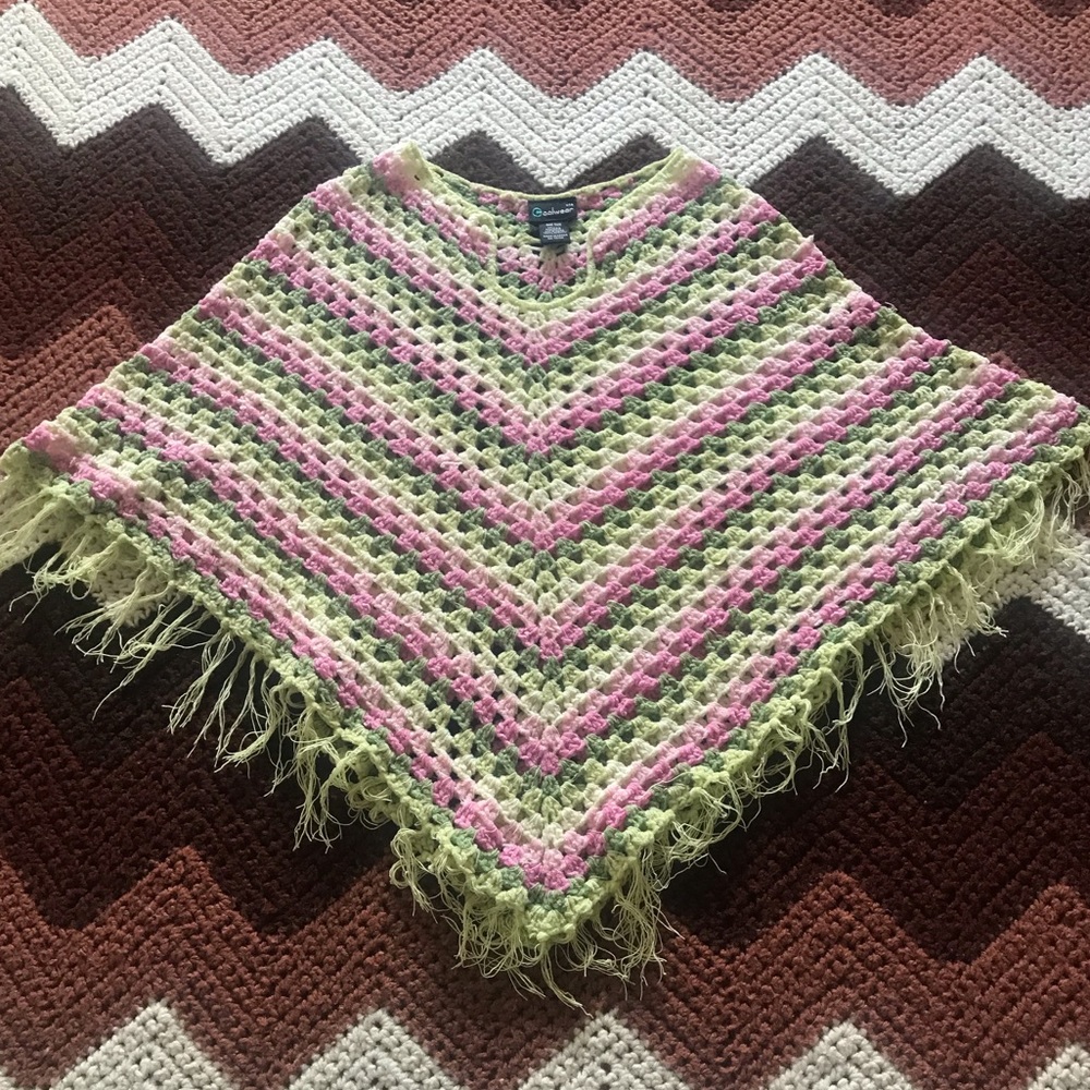 90s y2k vintage Coolwear pastel crochet shawl poncho